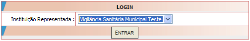 Selecionando a instituição no Núcleo de Segurança do Paciente