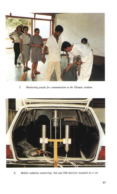 Sistema de monitoramento radiológico móvel com detectores NaI(Tl) e Geiger-Müller montados no porta-malas de veículo, utilizado para varredura de mais de 2000 km de vias durante o acidente de Goiânia